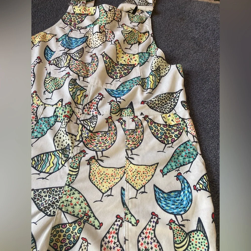 L.A Soul Retro Chicken Print Lightweight Corduroy Overalls - Picture 2 of 11